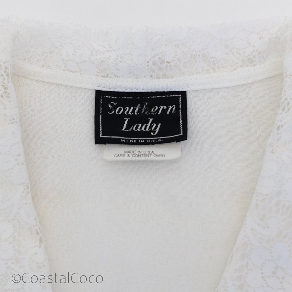 Southern Lady 15/16 Blouse White Romantic Lace Cottagecore Victorian Prairie - Picture 5 of 14